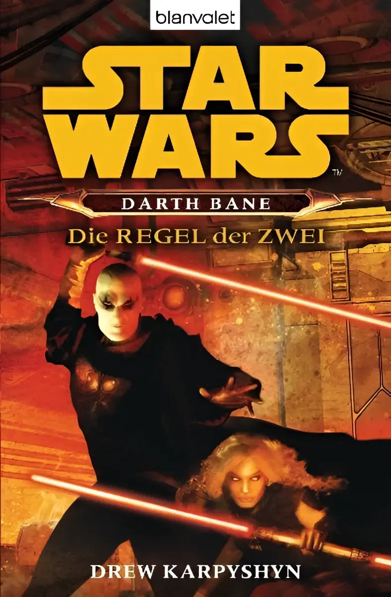 Star wars darth bane boek met darth bane in zwarte harnas en rode lightsabers die regel der zwei blanvalet taschenbücher