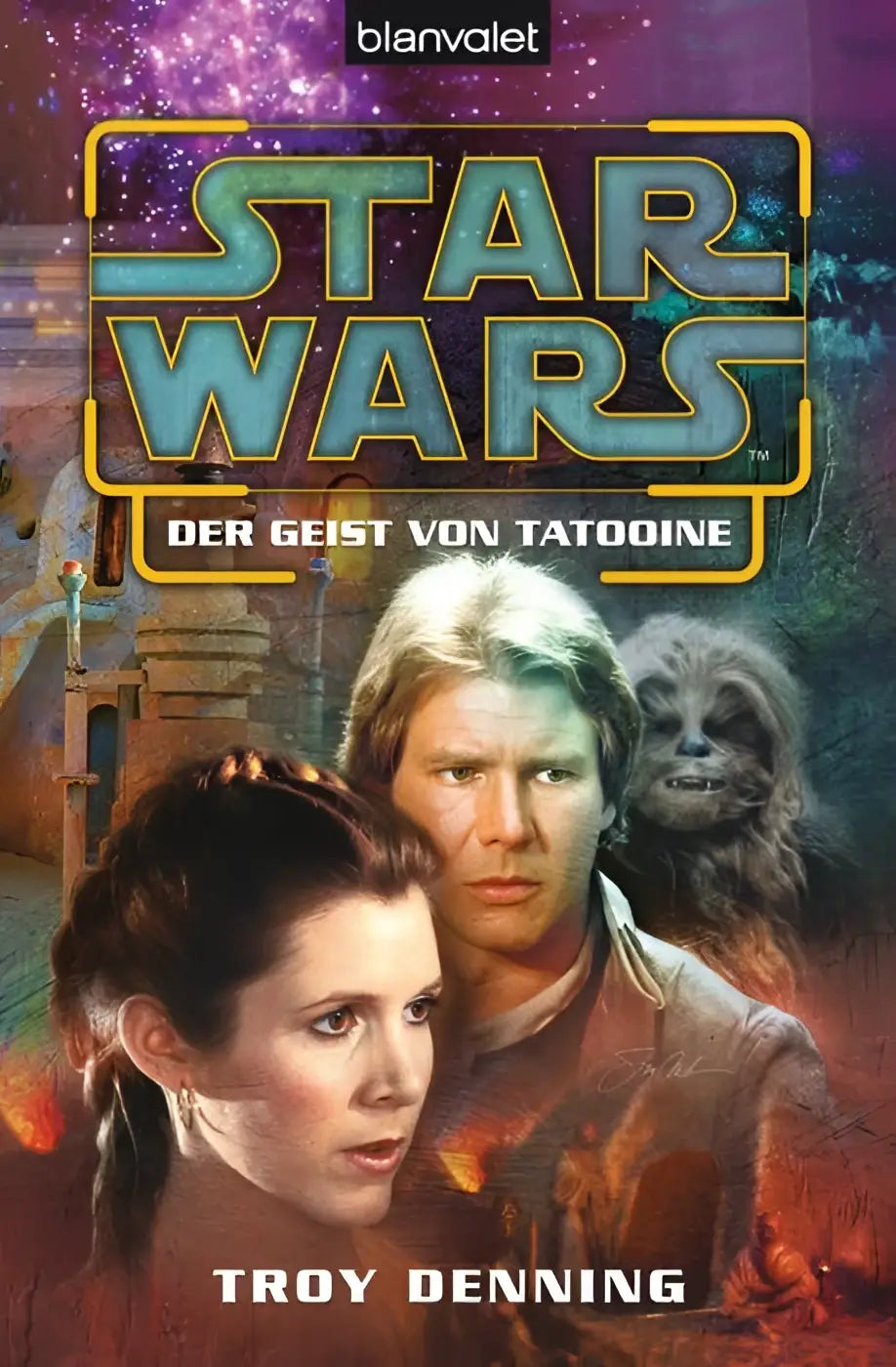 Star wars der geist von tatooine paperback boekcover met ruimte-thema illustratie van karakters