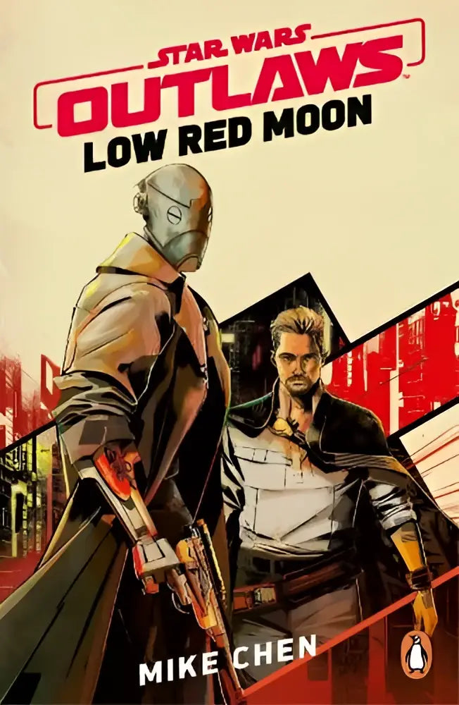 Illustratie van star wars outlaws low red moon graphic novel door mike chen met twee personages in roodbeige stijl