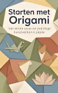 Boek starten met origami met kleurrijke papieren en gevouwen kraanvogels voor prachtige kunstwerken in papier