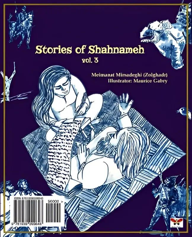De cover van stories of shahnameh vol 3 in de persian farsi edition met kleurrijke illustraties