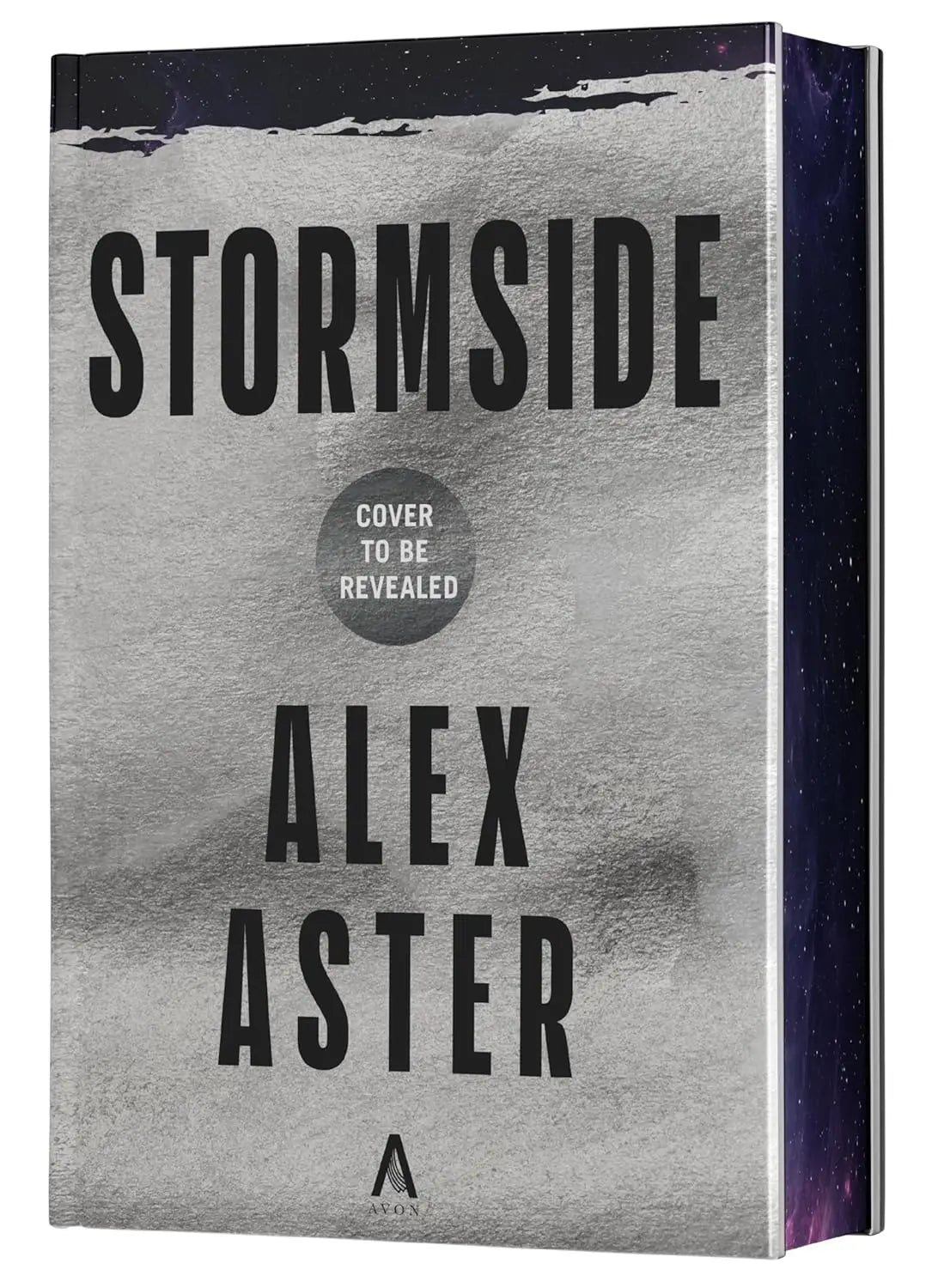 Zilver metalen boekomslag van stormside alex aster met kosmisch ontwerp op de rug van de starside series deel