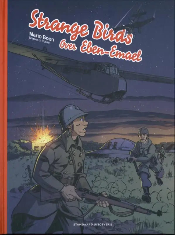 Beeld van de cover van de graphic novel strange birds over eben-emael door Mario Boon en Shigrow di Rosso