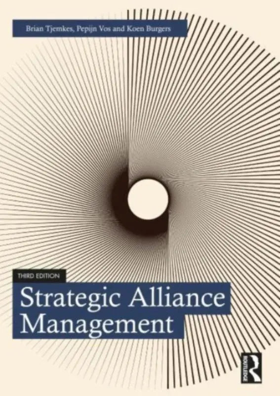 The book cover of strategic alliance management third edition by tjemkes vos and burgers features minimalist black lines on off-white background