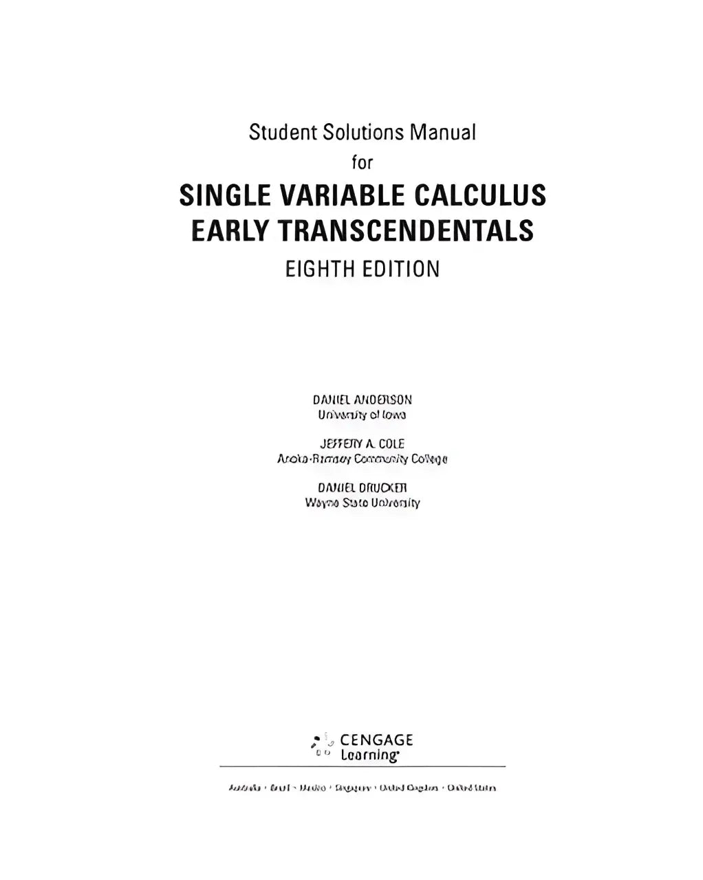Witte student solutions manual voor stewarts single variable calculus early transcendentals 8e editie door cengage learning