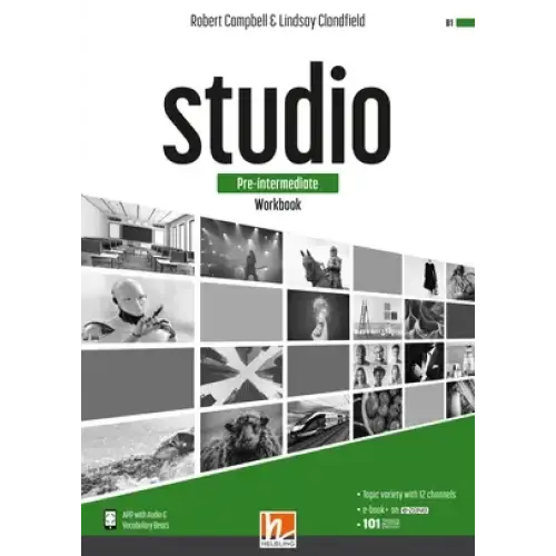 Studio Pre-Intermediate Workbook + e-zone van Robert Campbell en Lindsay Clandfield met zwart-wit collage op cover