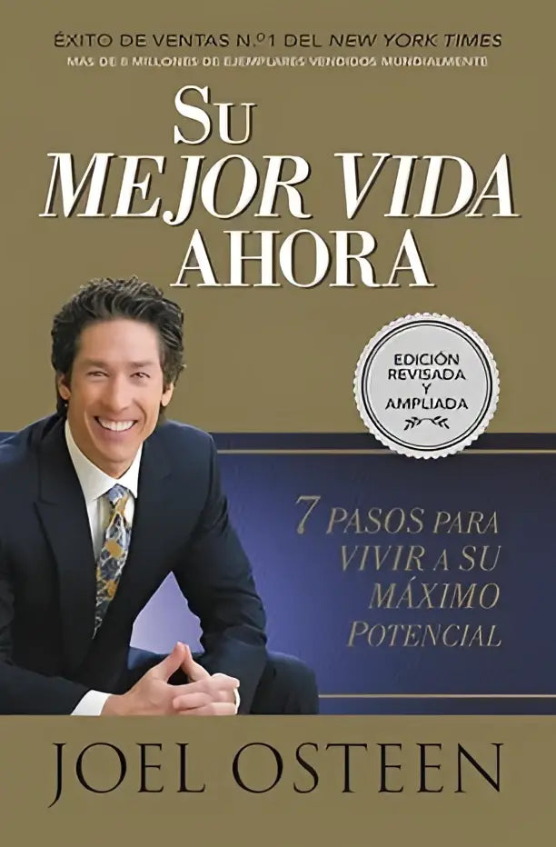 De boekcover toont een glimlachende man in een donker pak met de titel su mejor vida ahora in het spaans