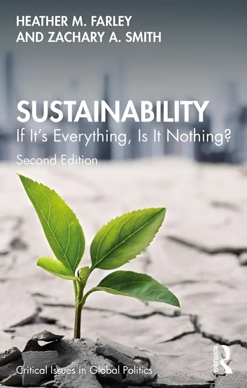 A vibrant green sprout emerges from cracked dry earth highlighting the environment in sustainability by the authors