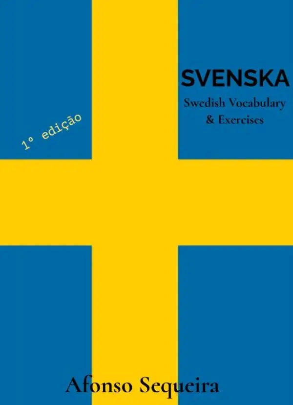 Blauw en geel svensk vlag thema boekomslag svenska swedish vocabulary en oefeningen door afonso sequeira