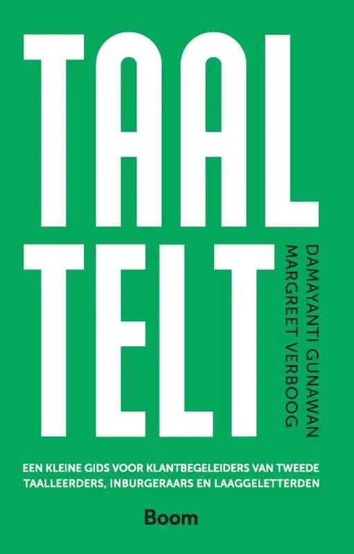 Groene boekcover van taal telt een kleine gids voor communicatie met tweede taalleerders door damayanti gunawan