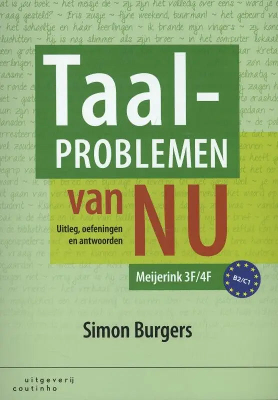 Groen boekomslag Taalproblemen van nu door Simon Burgers met B2/C1 badge