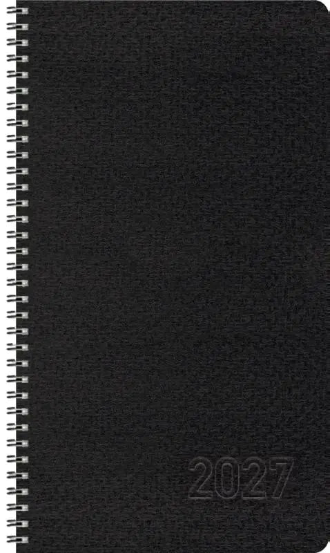 Taschenkalender Wochentimer Small Schwarz 2027 - Terminplaner mit Wochenkalendarium. Ringbuch mit Hardcover. 1 Woche 2 Seiten. 8,7 x 15,3 cm