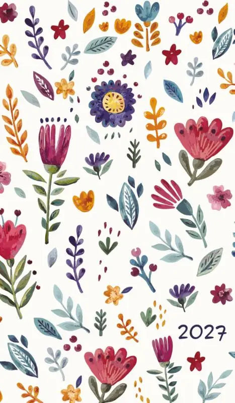 Taschenkalender Youngtimer Flowers 2027 - Terminplaner mit trendigem Cover. Wochenkalendarium. Ringbuch mit Hardcover. 1 Woche 2 Seiten. 8,7 x 15,3 cm