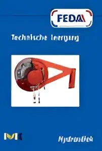 Rode metalen hydraulische krik met cirkelvormige hendel en zwarte rubberen grip in technische leergang hydrauliek