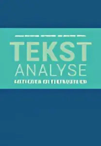Tealkleurige banner van het product tekstanalyse met witte tekst tekst analyse en kleinere subtekst eronder