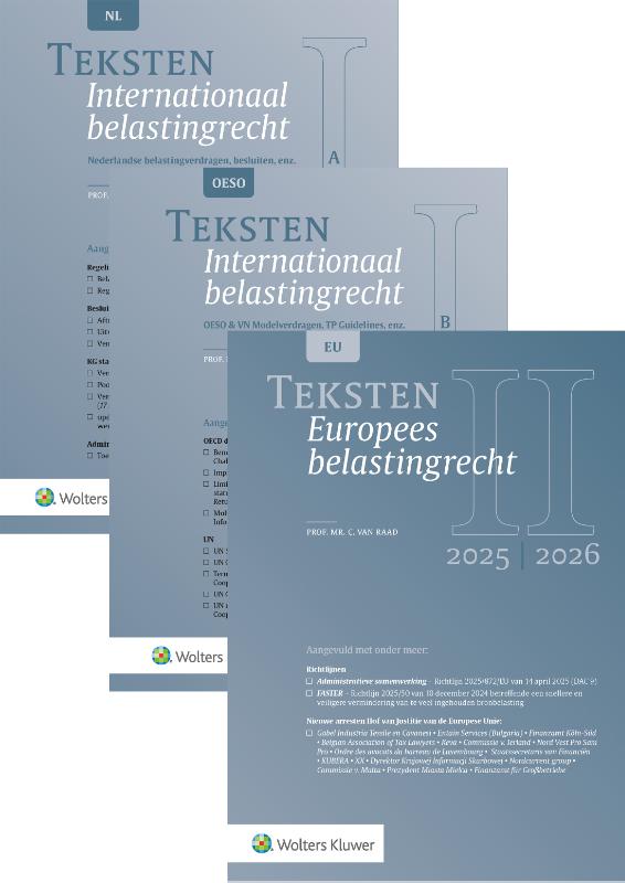 Blauwe hardcover Teksten internationaal belastingrecht 2025/2026 1e druk