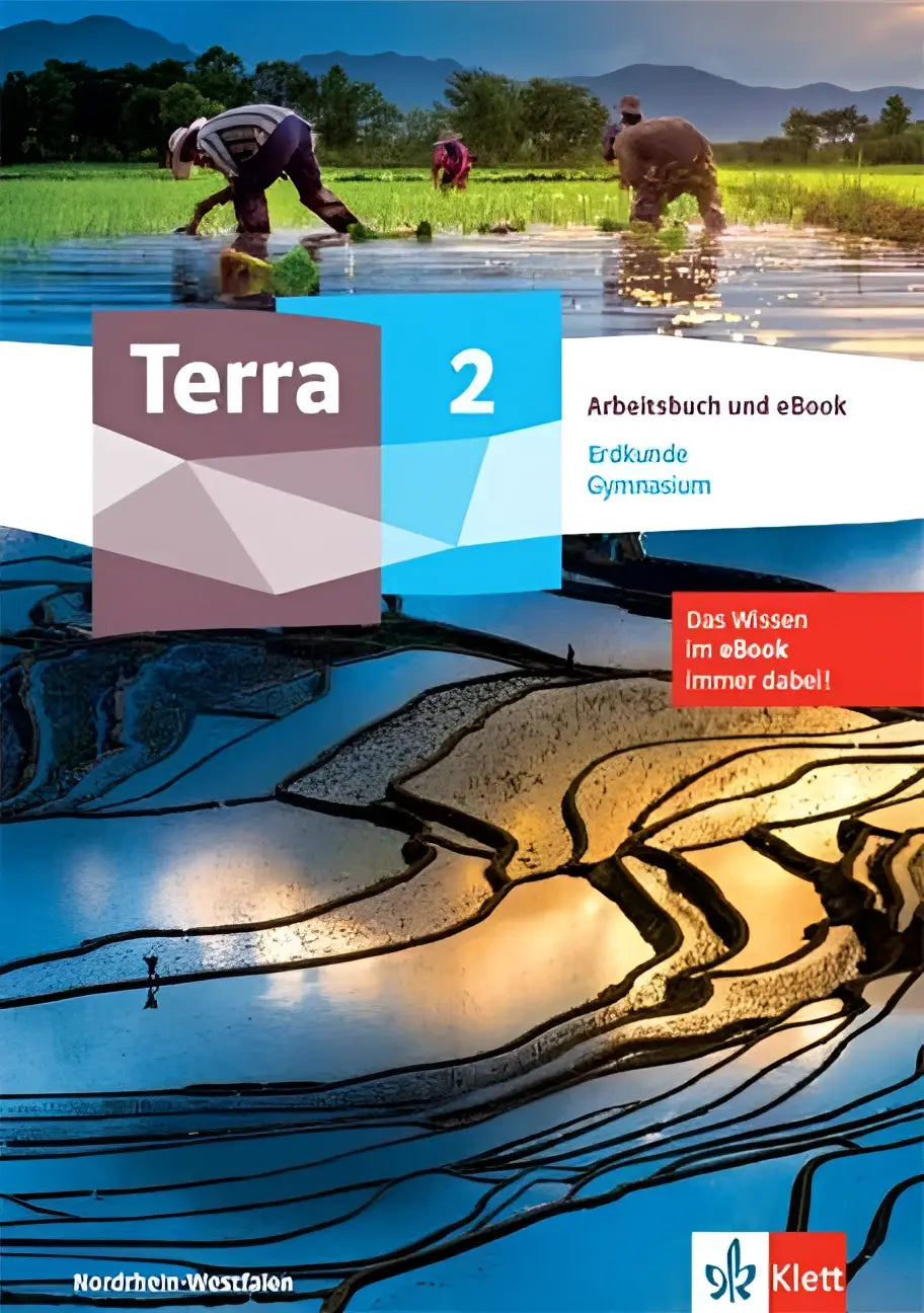 De cover van terra erdkunde 2 arbeitsbuch mit ebook klasse 7 8 voor gymnasium noordrhein westfalen van klett
