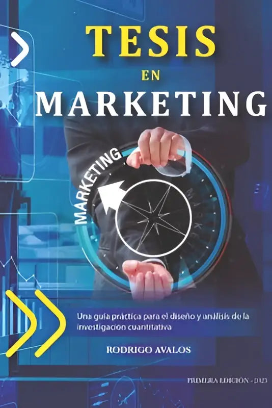 De boekcover toont een praktische gids voor het ontwerp en de analyse in marketing met opvallende gele en witte tekst