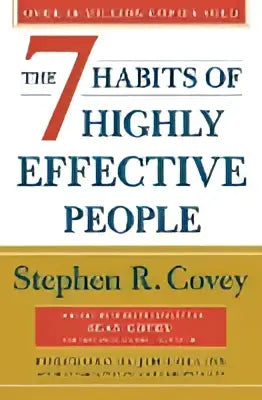 Het boek de 7 habits of highly effective people 30th anniversary edition heeft een diepe blauwe cover met witte tekst