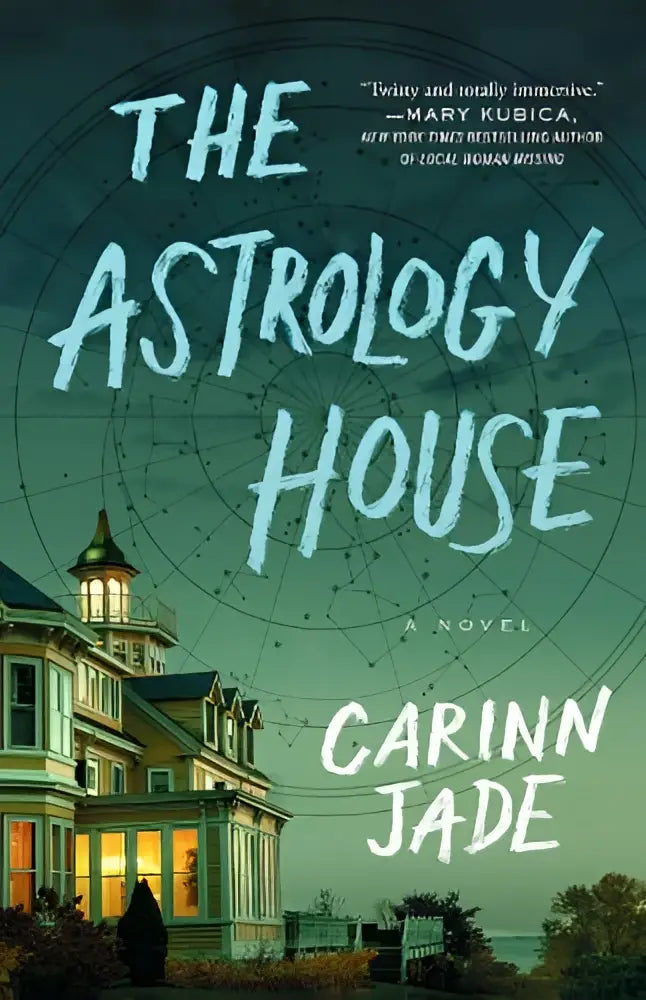 The astrology house novel by carinn jade features an illustrated victorian-style house with green and cream siding