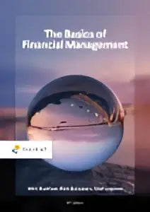 De cover van the basics of financial management door olaf leppink toont een globe met gouden lijnen en zwarte tekst