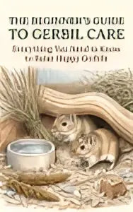 De beige hardcover gids the beginner’s guide to gerbil care met goudfolie tekst biedt alles wat je moet weten