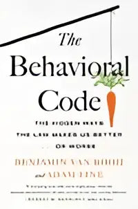 De cover van het boek the behavioral code toont een minimalistisch ontwerp met zwarte tekst en een oranje wortelillustratie
