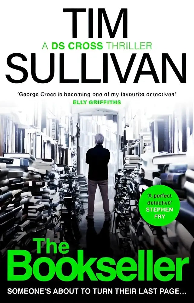 De boekenverkoop door tim sullivan is een thrillerroman met een brand new george cross mystery-cover in groen en zwart