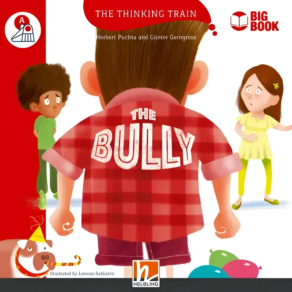 Rug van rode geruite The Bully Big Book shirt met witte tekst The bully