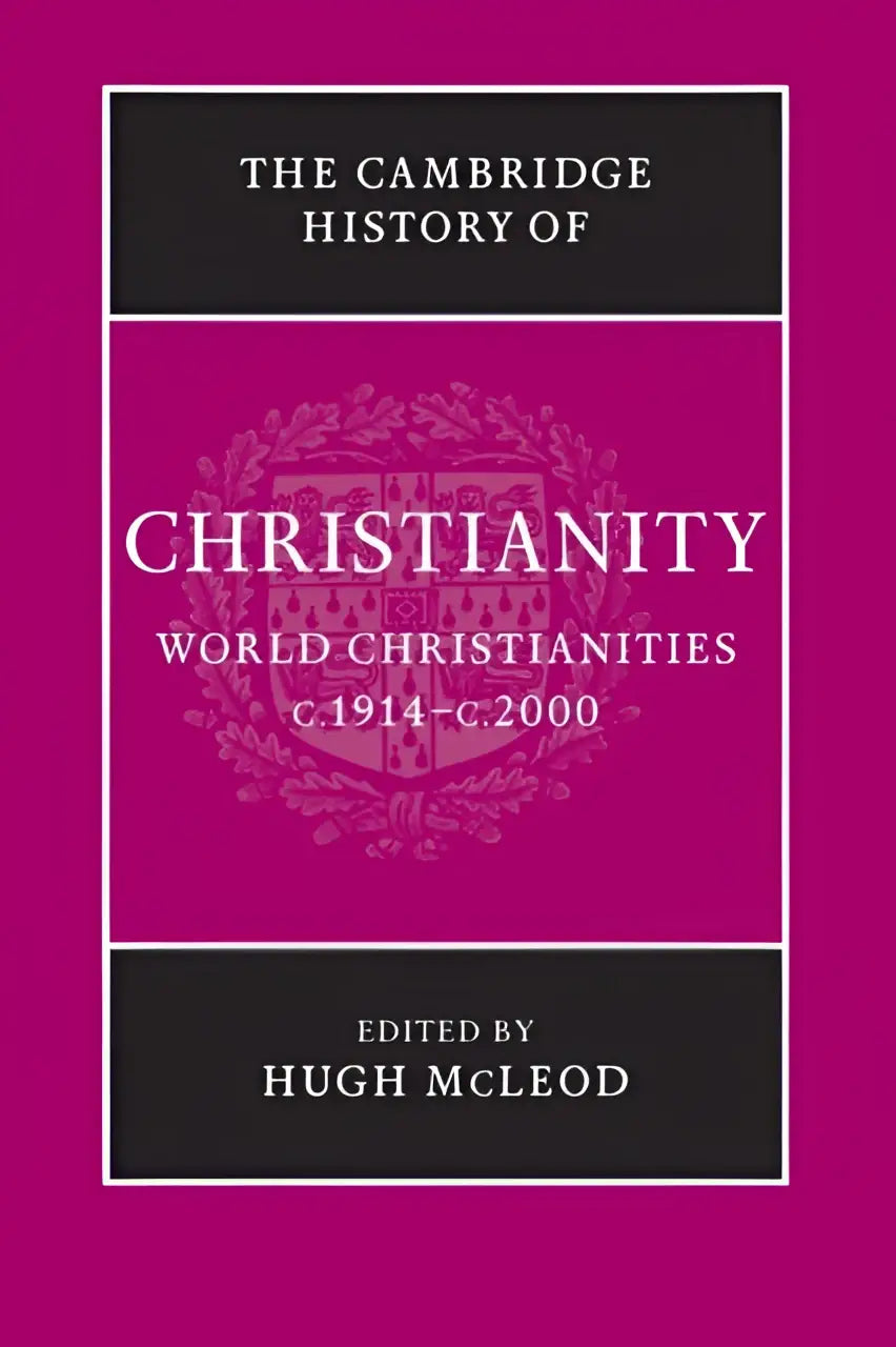 The cambridge history of christianity hardcover book with vibrant magenta cover featuring comprehensive history and ornate crest