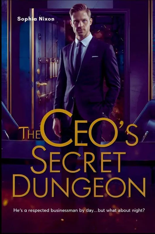 De ceo’s secret dungeon door met een man in donkerblauw pak staat zelfverzekerd bij een luxe, schemerige ingang