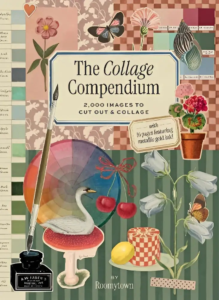 The collage compendium - 2 000 images to cut out with a colorful whimsical cover featuring floral and nature illustrations
