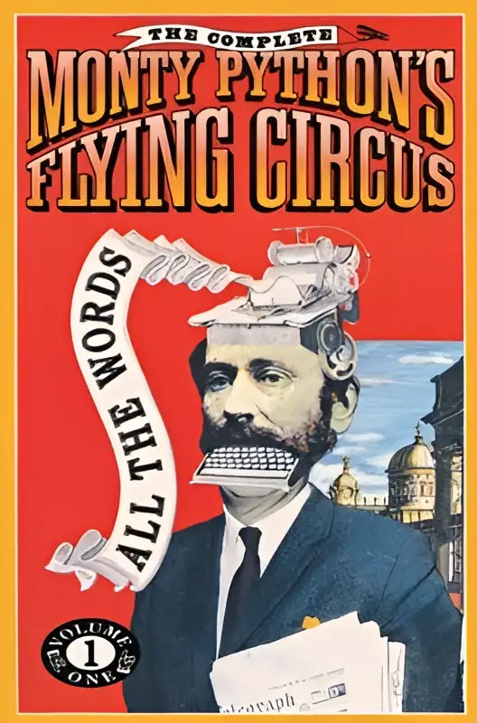 The complete monty pythons flying circus volume one dvd with vibrant red cover featuring man with typewriter head and all the words text