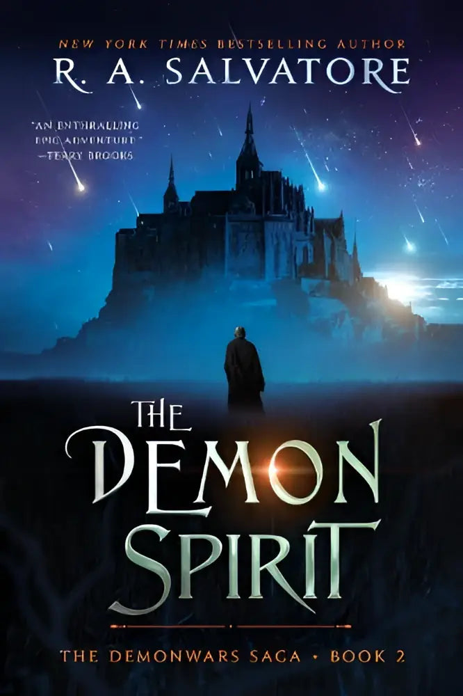 The demon spirit the demonwars saga book 2 cover shows a dark gothic castle against a starry night sky