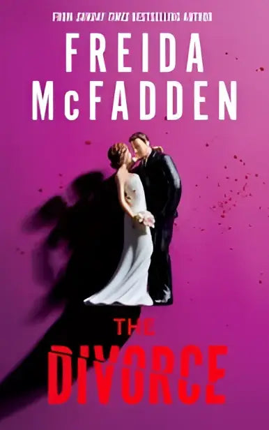 The divorce by freida mcfadden english paperback with a vibrant pink cover featuring an elegant couple in formal attire