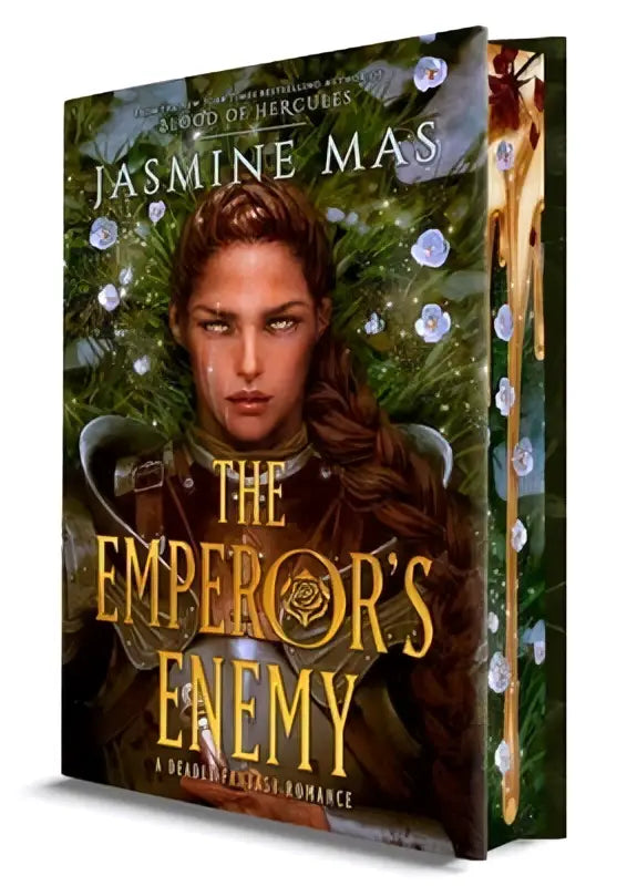 The emperor’s enemy paperback deluxe limited edition features an illustrated woman in armor with greenery and white flowers