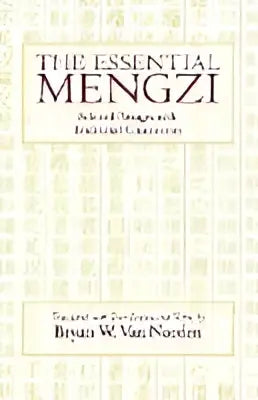 The essential mengzi book with beige cover black text and elegant grid pattern in the background