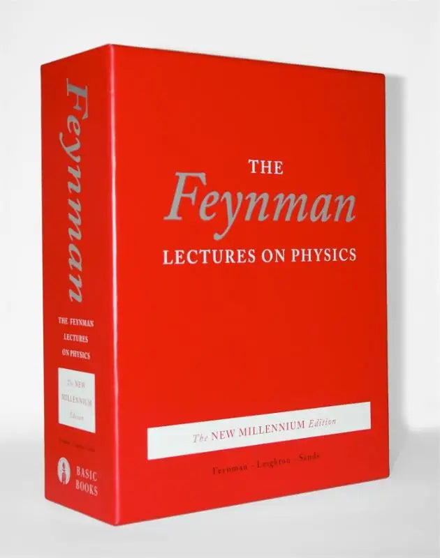 Rode hardcover boek met zilveren letters the feynman lectures on physics van the new millennium boxed set