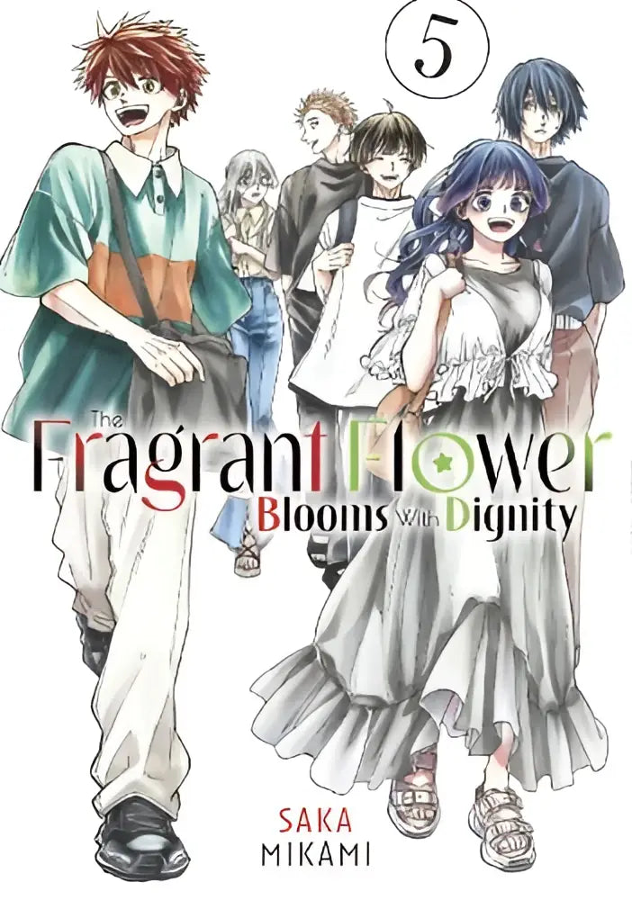 De mangacover van the fragrant flower blooms with dignity volume 5 door saka mikami toont een expressieve bloem