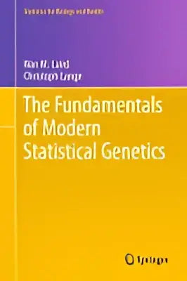 De boekcover van the fundamentals of modern statistical genetics toont een modern ontwerp met een paarse naar gele verloopachtergrond