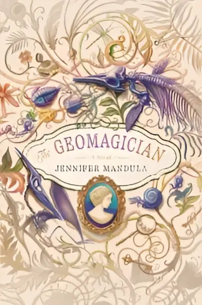 The geomagician romantische fantasy boek met sierlijke bloem- en vogelsmotieven in pastelkleuren lavendel en goud