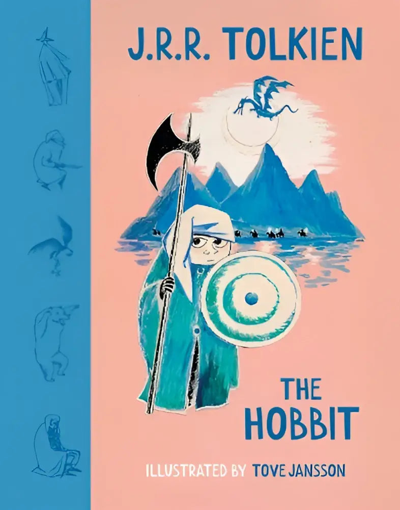 Een speels geïllustreerde cover van the hobbit door j.r.r. tolkien, geïllustreerd door tove jansson