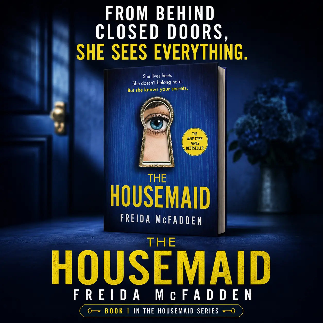 The Housemaid Freida McFadden BookTok thriller poster met donkere suspense sfeer