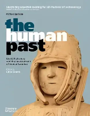 De human past boekcover toont een gouden verweerde stenen hoofdsulptuur met gedetailleerde gezichtsuitdrukkingen