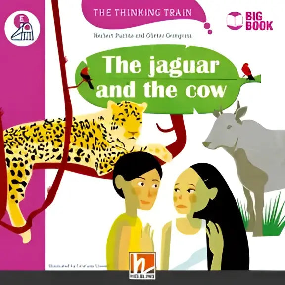 Grote boek De jaguar en de koe met kleurrijke cartoon-dieren cover