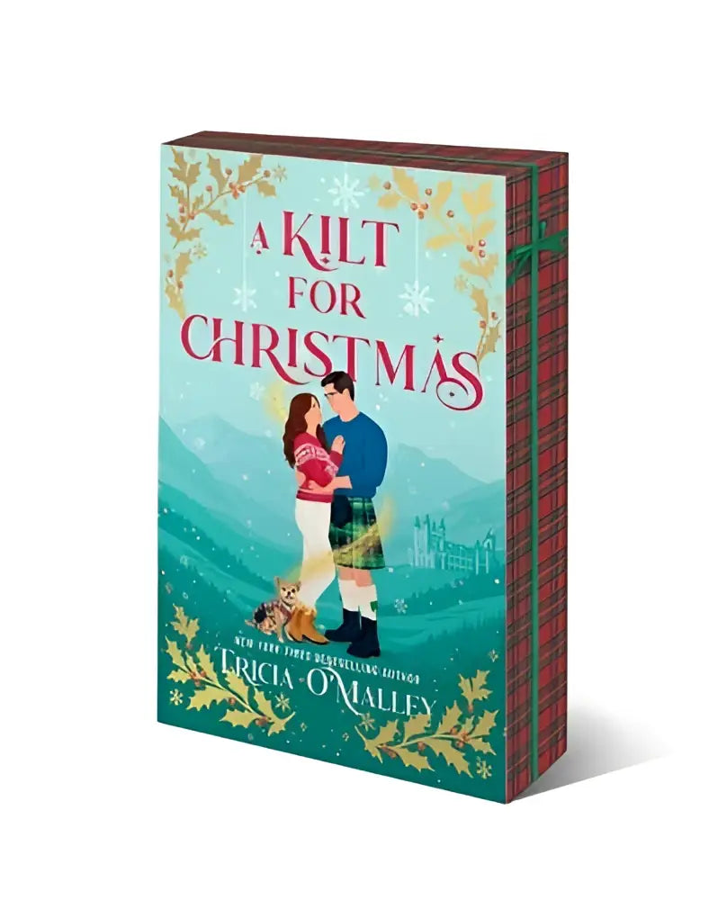 A festive holiday book the kilt for christmas by tricia o malley with red and green plaid cover and snowy mountain scene