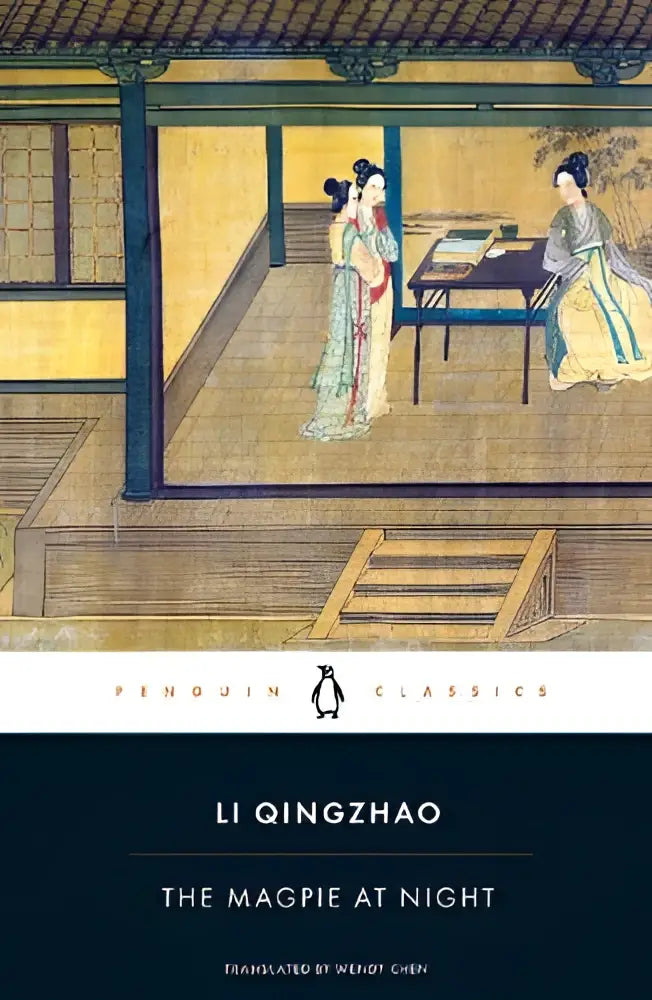 The magpie at night penguin classics book cover shows a japanese-style illustration of three women in pale robes around a table