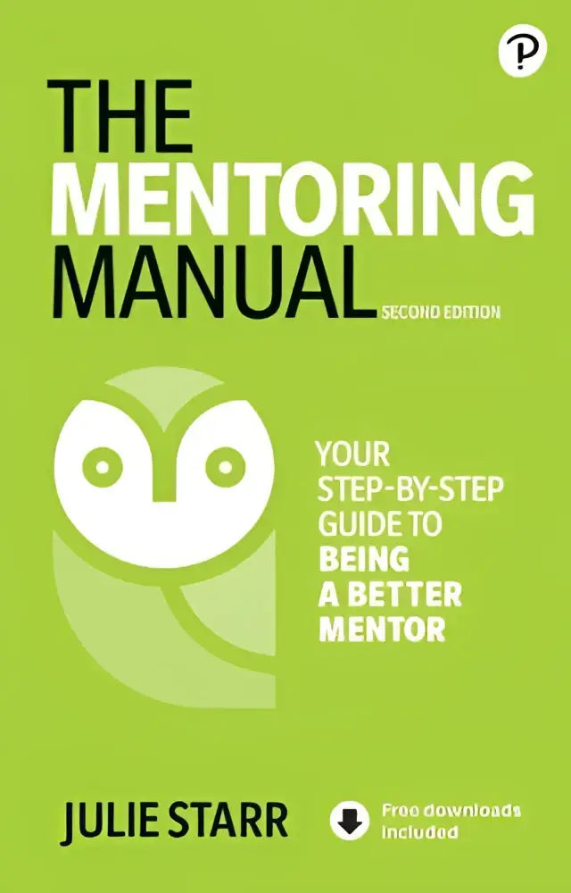Het mentoring manual tweede editie van julie starr is een limegroen boek met een witte uil en zwarte tekst