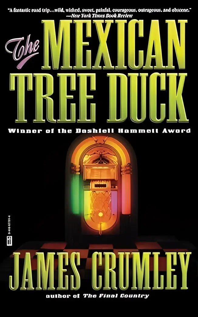 The mexican tree duck boekomslag toont een retrojukebox met regenboogverlichting en gouden accenten