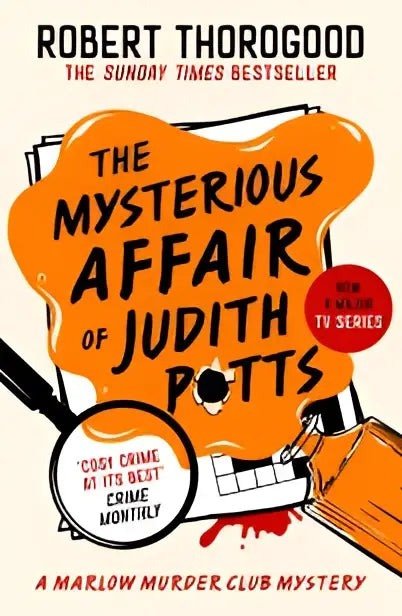 The mysterious affair book cover with bold black text on a vibrant orange background featuring the title judith potts